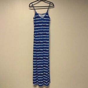 Ninexis Women's Plus Size Tie Dye Strip Cami Maxi Dress V Neck Casual Dress (M)